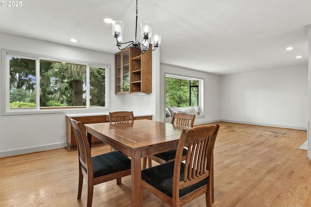 13980 Shireva Ct, Lake Oswego, OR 97034 - dining area featuring a chandelier, recessed lighting, and light wood-style flooring