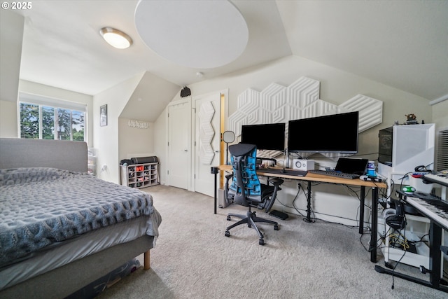 116 NE 109th Ave, Portland, OR 97220 - carpeted bedroom featuring an office area and vaulted ceiling