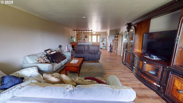 living room featuring light wood-style flooring