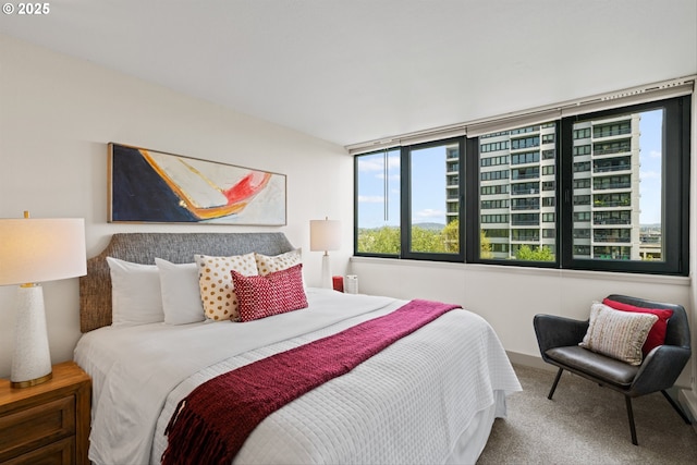 bedroom with carpet floors and multiple windows