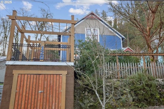 exterior space with a garage