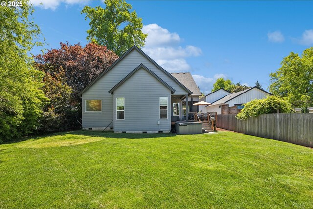 2625 SE Vineyard Way, Milwaukie, OR 97267 - back of house featuring a hot tub and a deck