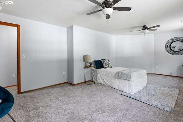 2111 NE 149th Ave, Vancouver, WA 98684 - carpeted bedroom featuring a textured ceiling, baseboards, and a ceiling fan