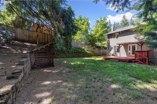 2111 NE 149th Ave, Vancouver, WA 98684 - view of yard featuring a wooden deck, french doors, and stairway