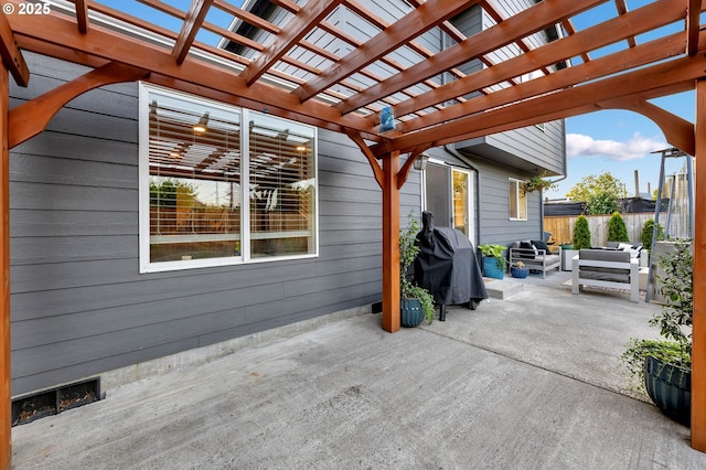 10417 NE 86th Ave, Vancouver, WA 98662 - view of patio / terrace featuring a pergola, an outdoor hangout area, and grilling area