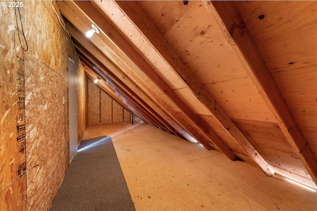 view of unfinished attic