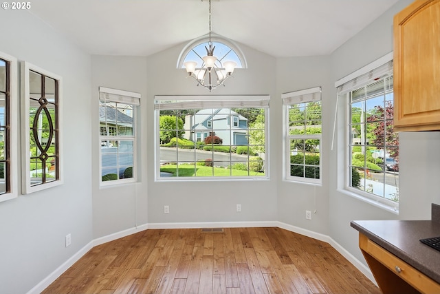 1907 Quinton St, The Dalles, OR 97058 - unfurnished sunroom with a chandelier and vaulted ceiling