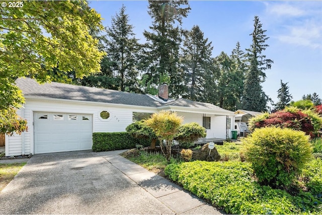 722 SE 113th Ave, Portland, OR 97216 - single story home with an attached garage, a chimney, and driveway