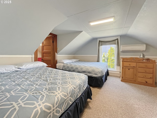 97994 W Benham Ln, Brookings, OR 97415 - carpeted bedroom featuring a wall mounted air conditioner, lofted ceiling, and a baseboard radiator
