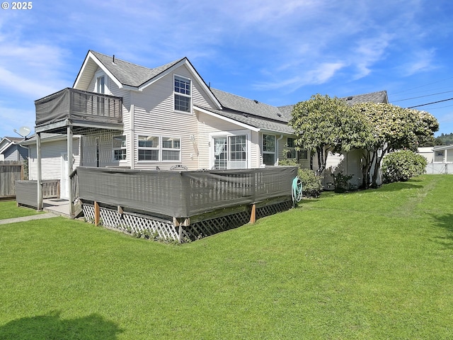 97994 W Benham Ln, Brookings, OR 97415 - back of house with a balcony, roof with shingles, and a deck