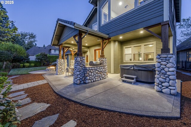 2892 Riverwalk Loop, Eugene, OR 97401 - view of patio featuring a hot tub, outdoor dining area, and area for grilling