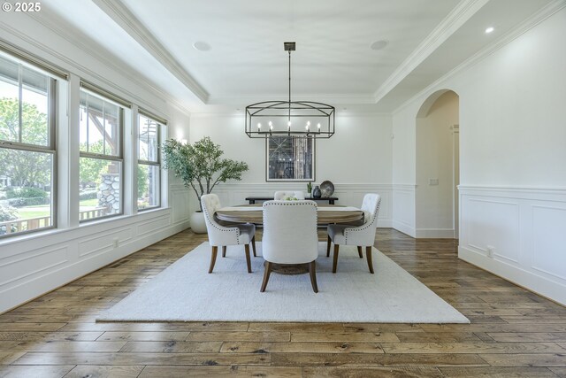2892 Riverwalk Loop, Eugene, OR 97401 - dining space featuring crown molding, a raised ceiling, and a notable chandelier