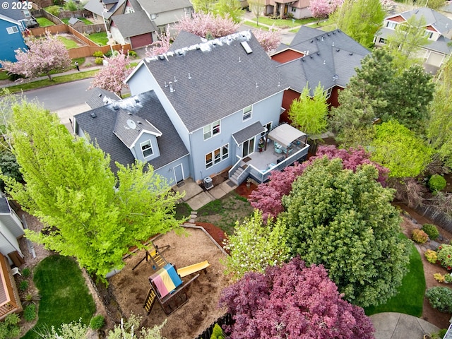 bird's eye view with a residential view