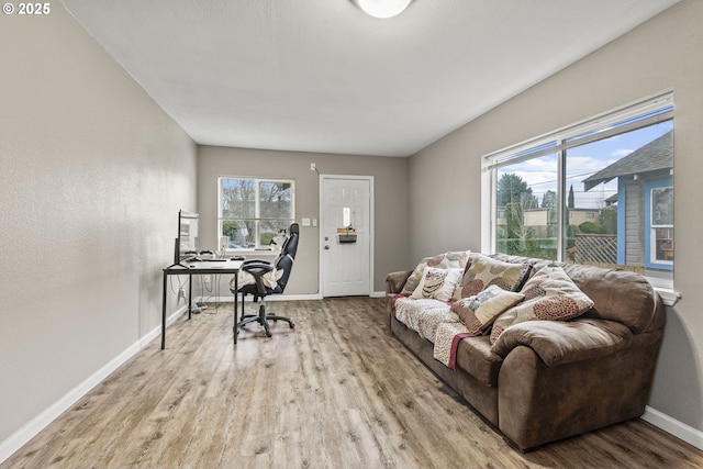 home office featuring light hardwood / wood-style floors