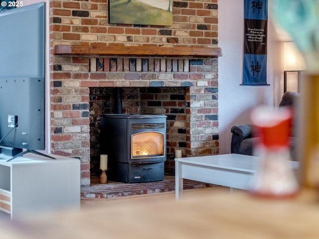 details featuring a wood stove