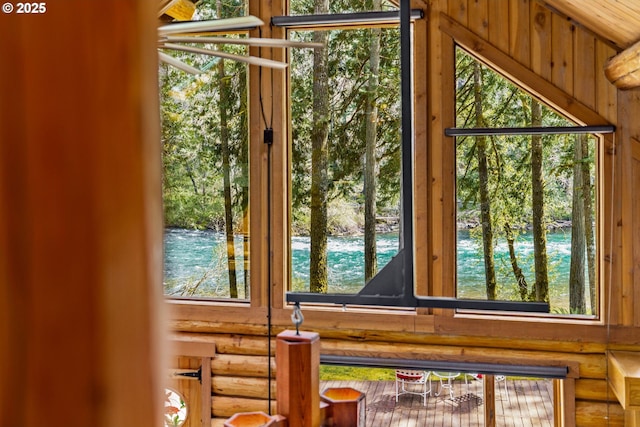 89935 Greenwood Dr, Leaburg, OR 97489 - interior details with rustic walls and a water view
