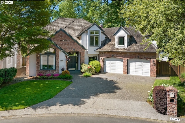 view of front of house with brick siding, driveway, and an attached garage