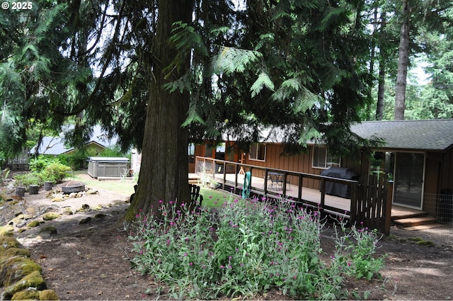 89016 Bridge St, Springfield, OR 97478 - view of yard with a hot tub and a wooden deck