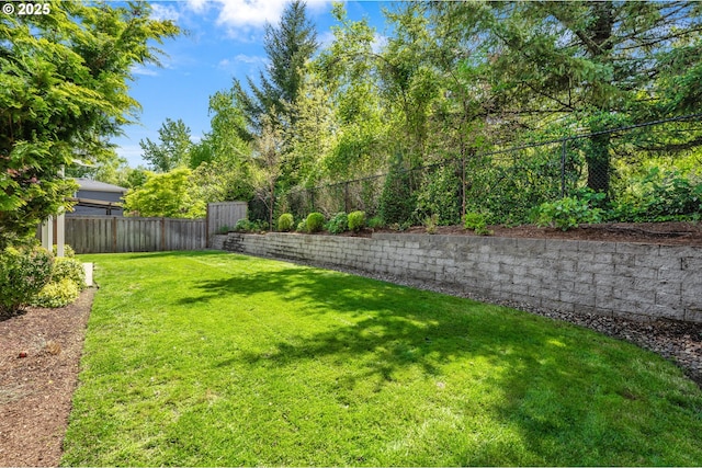 view of yard featuring a fenced backyard