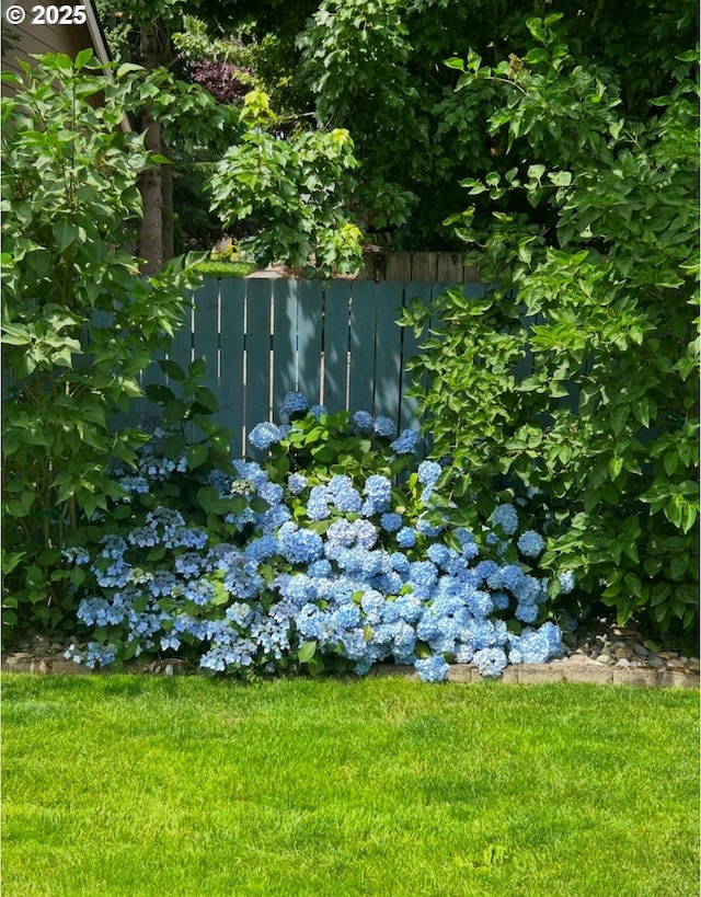 view of yard featuring fence