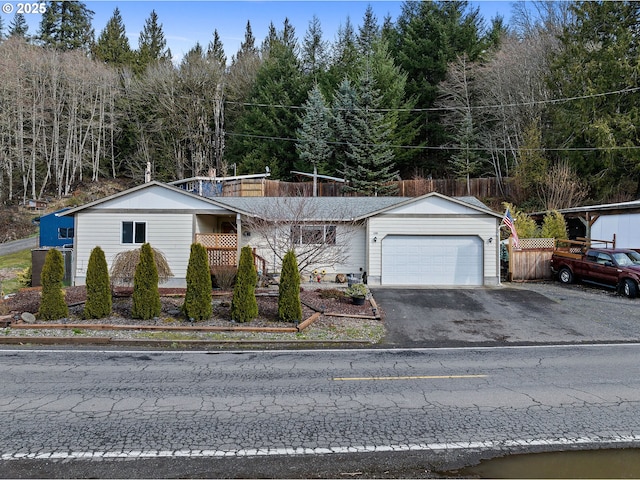 view of front of house featuring aphalt driveway and a garage