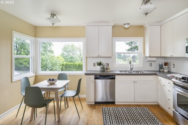 8100 SW 6th Ave, Portland, OR 97219 - kitchen with stainless steel appliances, a sink, dark countertops, and tasteful backsplash