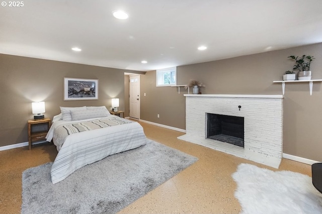 8100 SW 6th Ave, Portland, OR 97219 - bedroom featuring recessed lighting, a fireplace, and baseboards