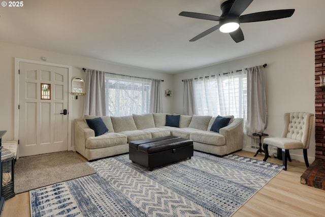 156 1st Ave, Coos Bay, OR 97420 - living area featuring light wood-style floors and a ceiling fan