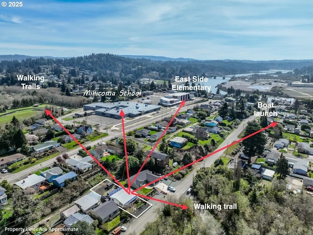 156 1st Ave, Coos Bay, OR 97420 - aerial perspective of suburban area with a forest
