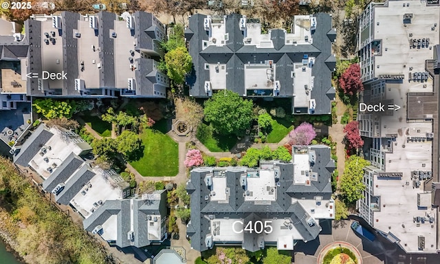 1710 S Harbor Way Unit C405, Portland, OR 97201 - aerial view of property and surrounding area with nearby suburban area