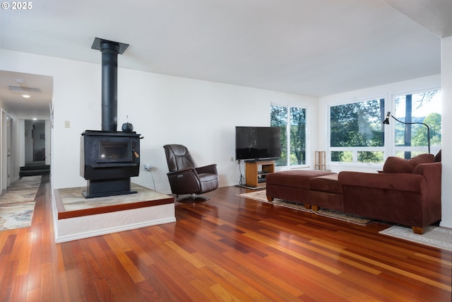 15928 N Umpqua Hwy, Roseburg, OR 97470 - living room featuring wood finished floors and a wood stove