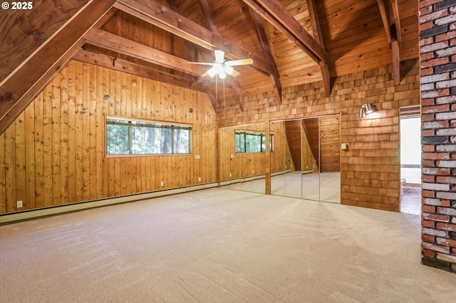 18020 SW Neugebauer Rd, Hillsboro, OR 97123 - spare room featuring wooden ceiling, carpet floors, ceiling fan, and wood walls