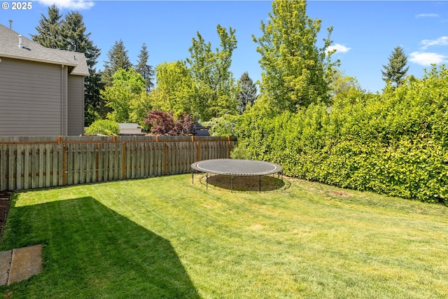 view of yard featuring a trampoline