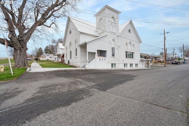 exterior space with metal roof