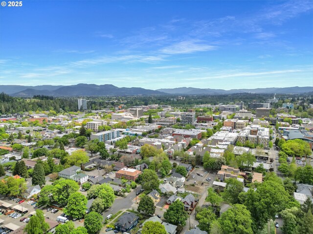 bird's eye view with a mountain view