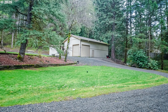 view of detached garage