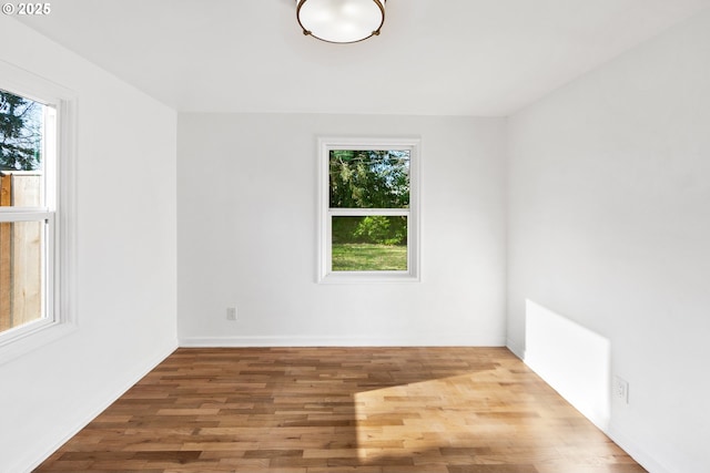 empty room featuring a wealth of natural light and hardwood / wood-style floors