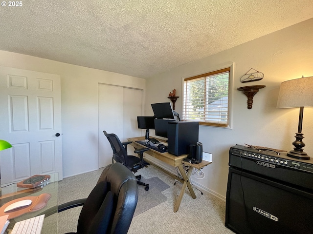 3851 Edgewood Dr, North Bend, OR 97459 - carpeted home office featuring a textured ceiling