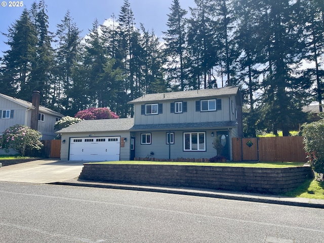 3851 Edgewood Dr, North Bend, OR 97459 - traditional home with an attached garage, board and batten siding, and concrete driveway