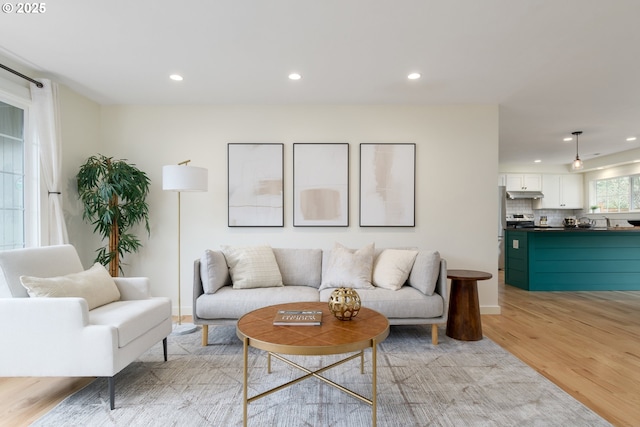 living room featuring light hardwood / wood-style flooring