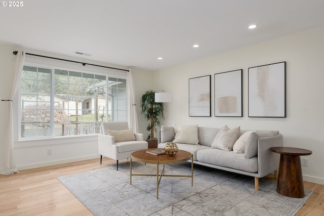 living room featuring light hardwood / wood-style flooring