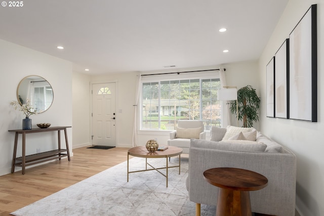 living room featuring light hardwood / wood-style flooring