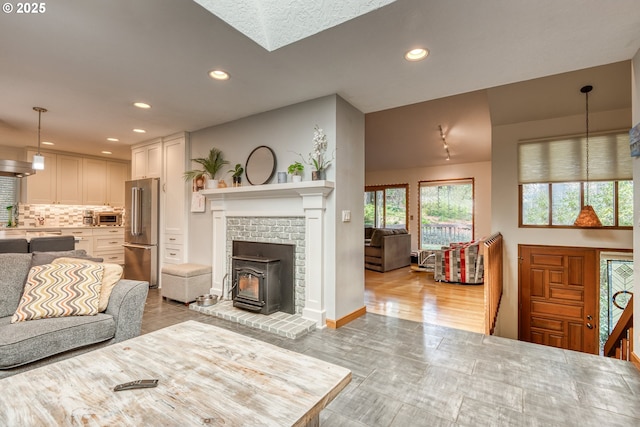 living room featuring recessed lighting