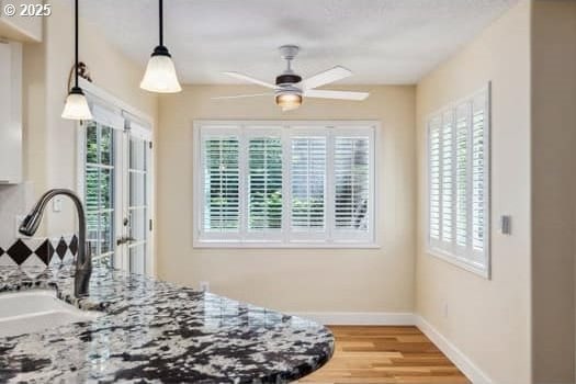 5364 Rosewood St, Lake Oswego, OR 97035 - kitchen featuring healthy amount of natural light, light wood-style flooring, a ceiling fan, and baseboards