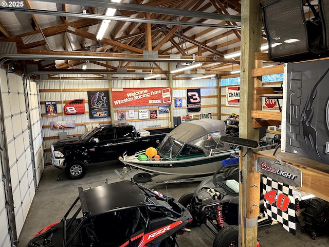 garage featuring metal wall