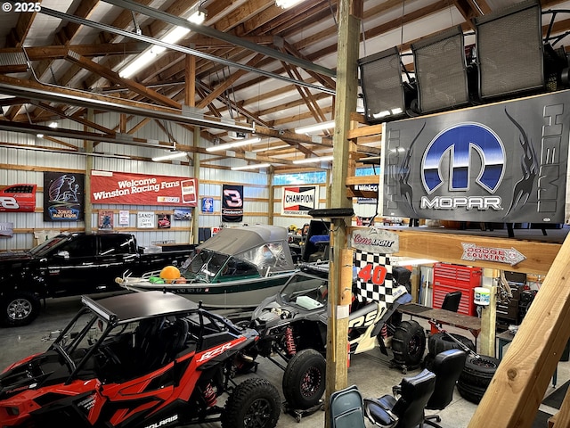 garage featuring metal wall