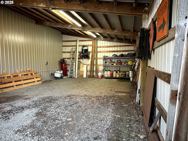 garage featuring metal wall