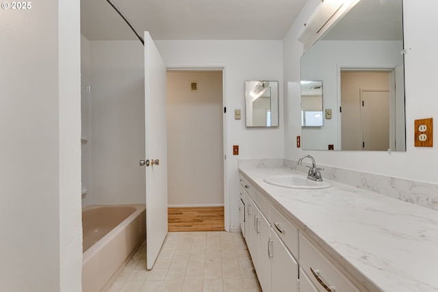 2220 Hayes St, Eugene, OR 97405 - full bathroom with vanity, tile patterned floors, and shower / tub combination