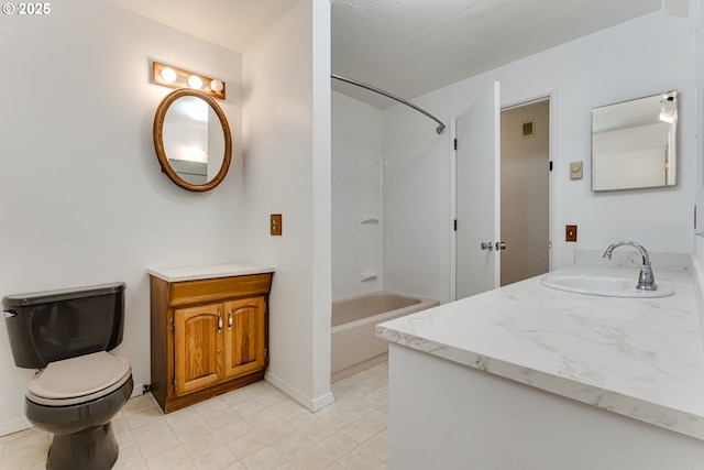 2220 Hayes St, Eugene, OR 97405 - bathroom with tub / shower combination, vanity, toilet, and baseboards