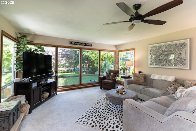 5339 SE Chase Rd, Gresham, OR 97080 - living room with light carpet and ceiling fan
